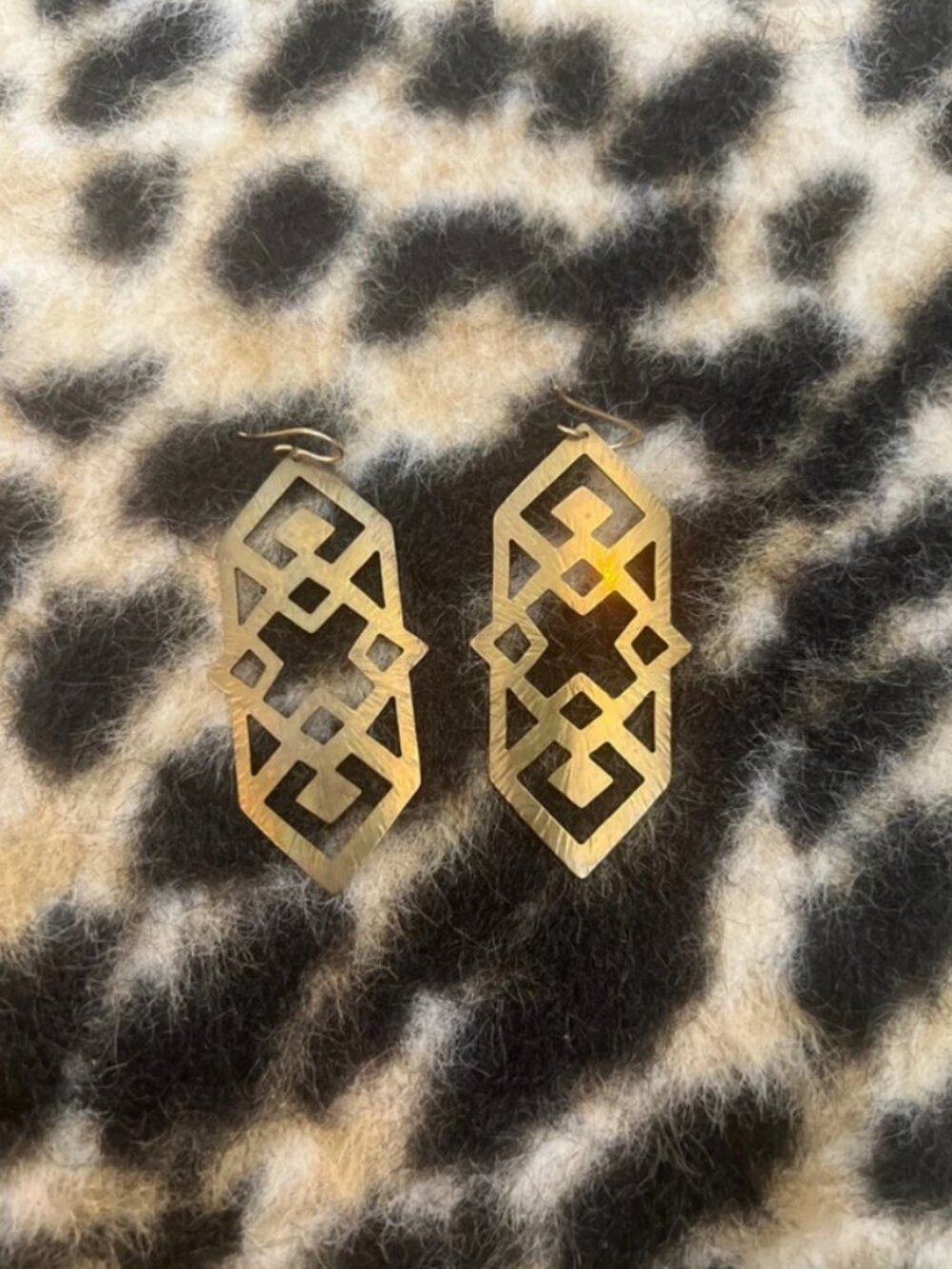 Art Deco geometric brass earrings